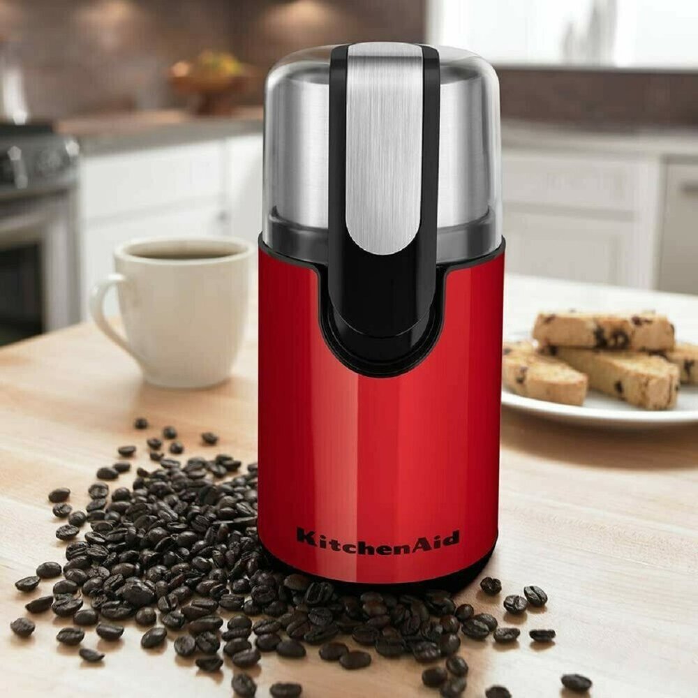 new KitchenAid Coffee Grinder in EMPIRE RED and Stainless Steel